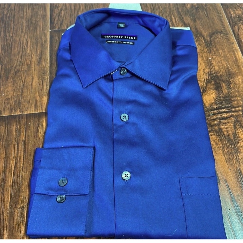 NWT Geoffrey Beene Long Sleeve Dress Shirt in Blue, Sz 16 32/33